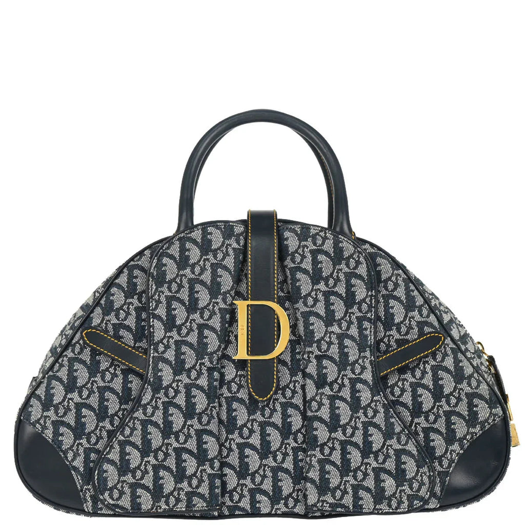 Christian Dior 2002 Navy Double Saddle Trotter Handbag