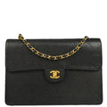 Chanel 1997-1999 Black Caviar Jumbo Classic Flap Bag
