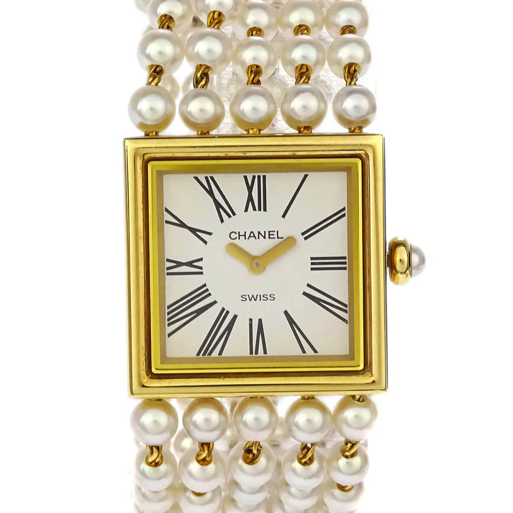 Chanel Mademoiselle Watch Pearl 18KYG #M