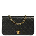 Chanel 2002-2003 Black Lambskin Turnlock Small Full Flap Shoulder Bag
