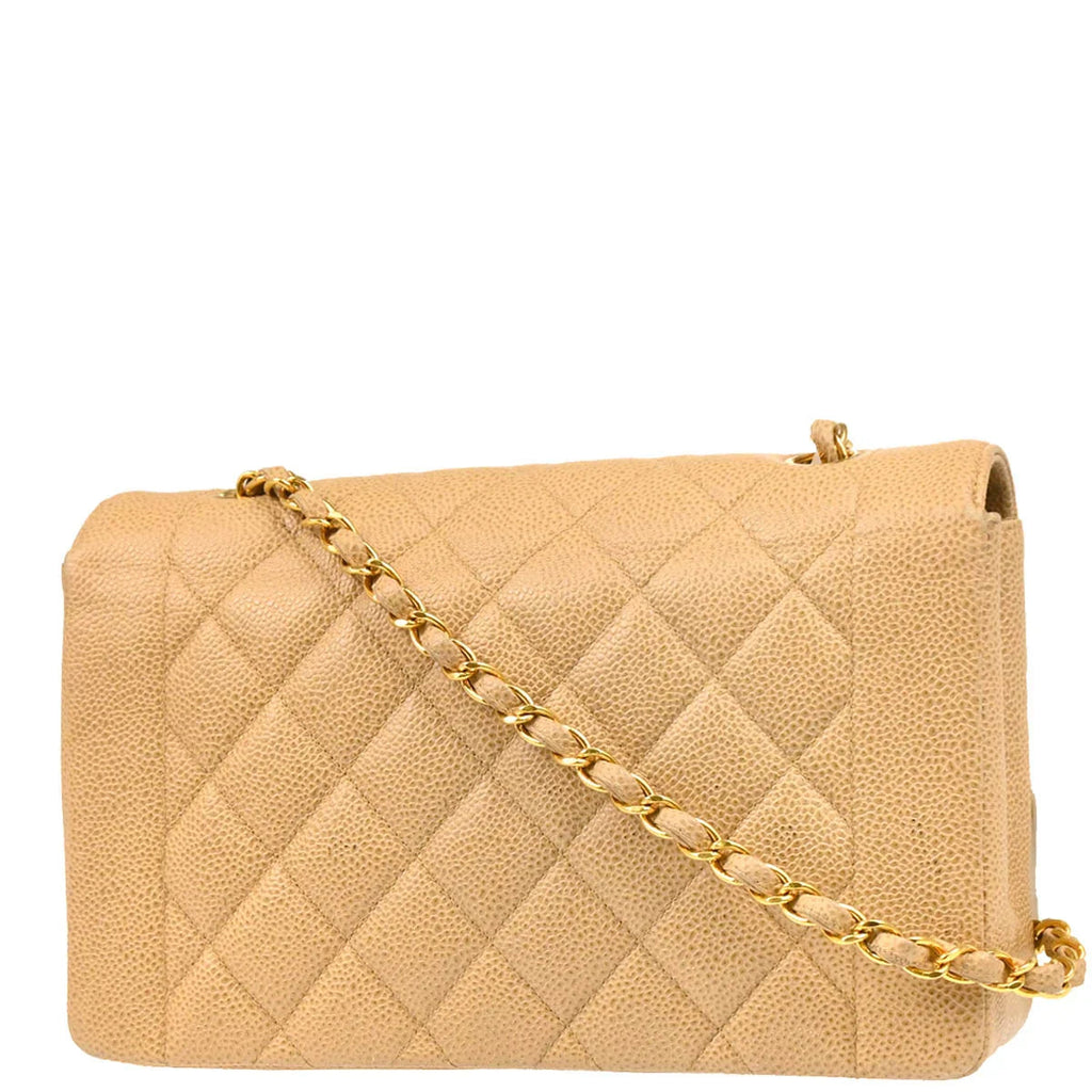Chanel 1994-1996 Beige Caviar Medium Diana Shoulder Bag