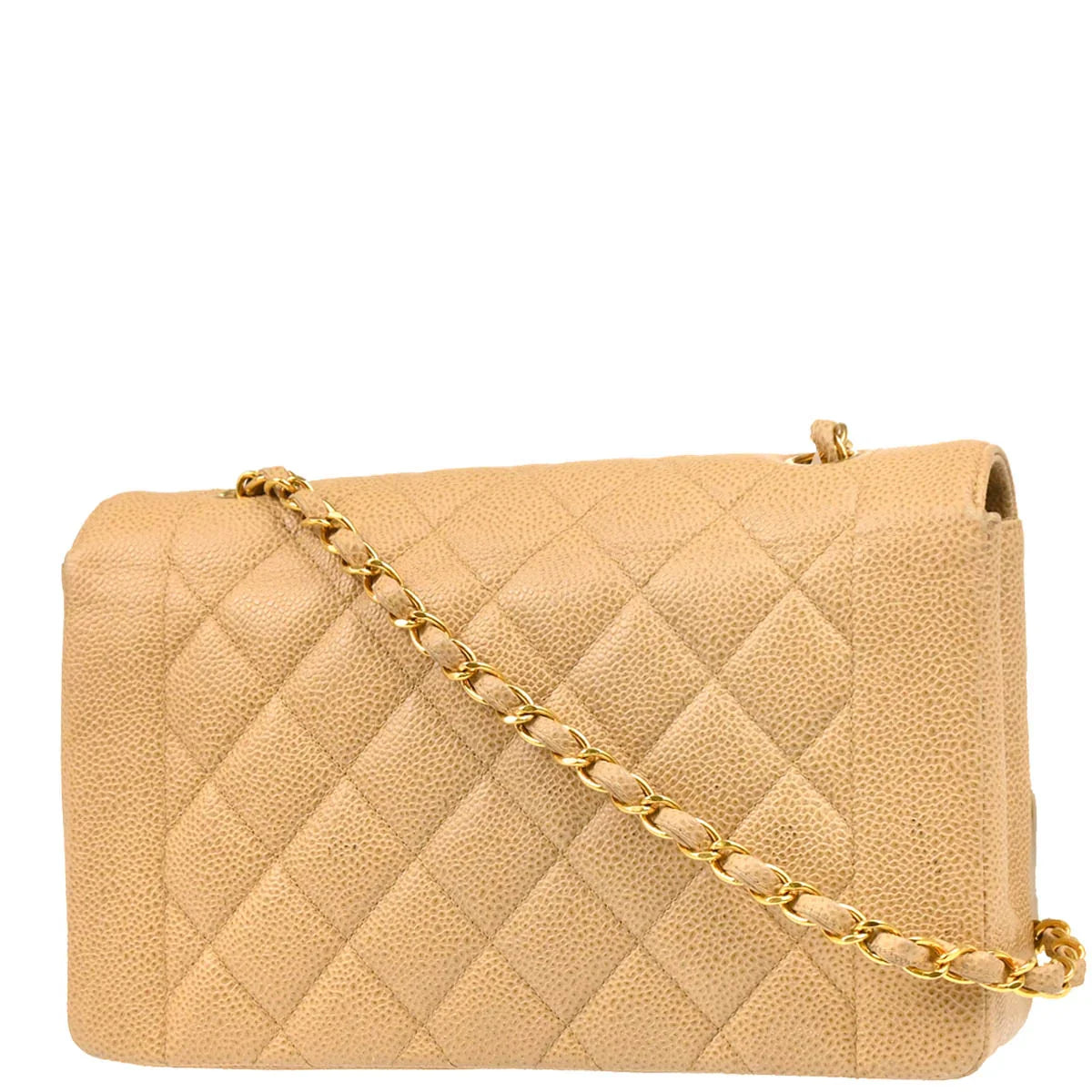 Chanel 1994-1996 Beige Caviar Medium Diana Shoulder Bag