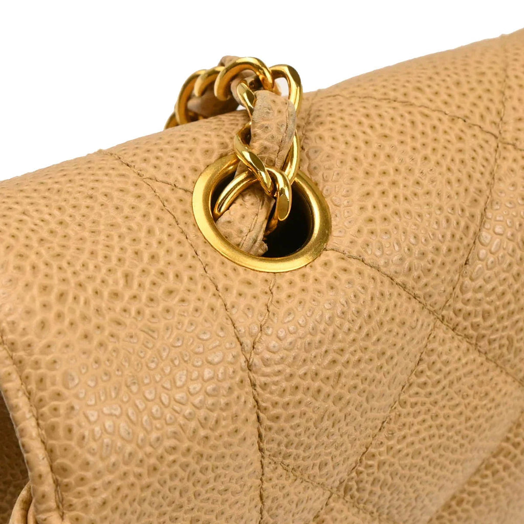 Chanel 1994-1996 Beige Caviar Medium Diana Shoulder Bag