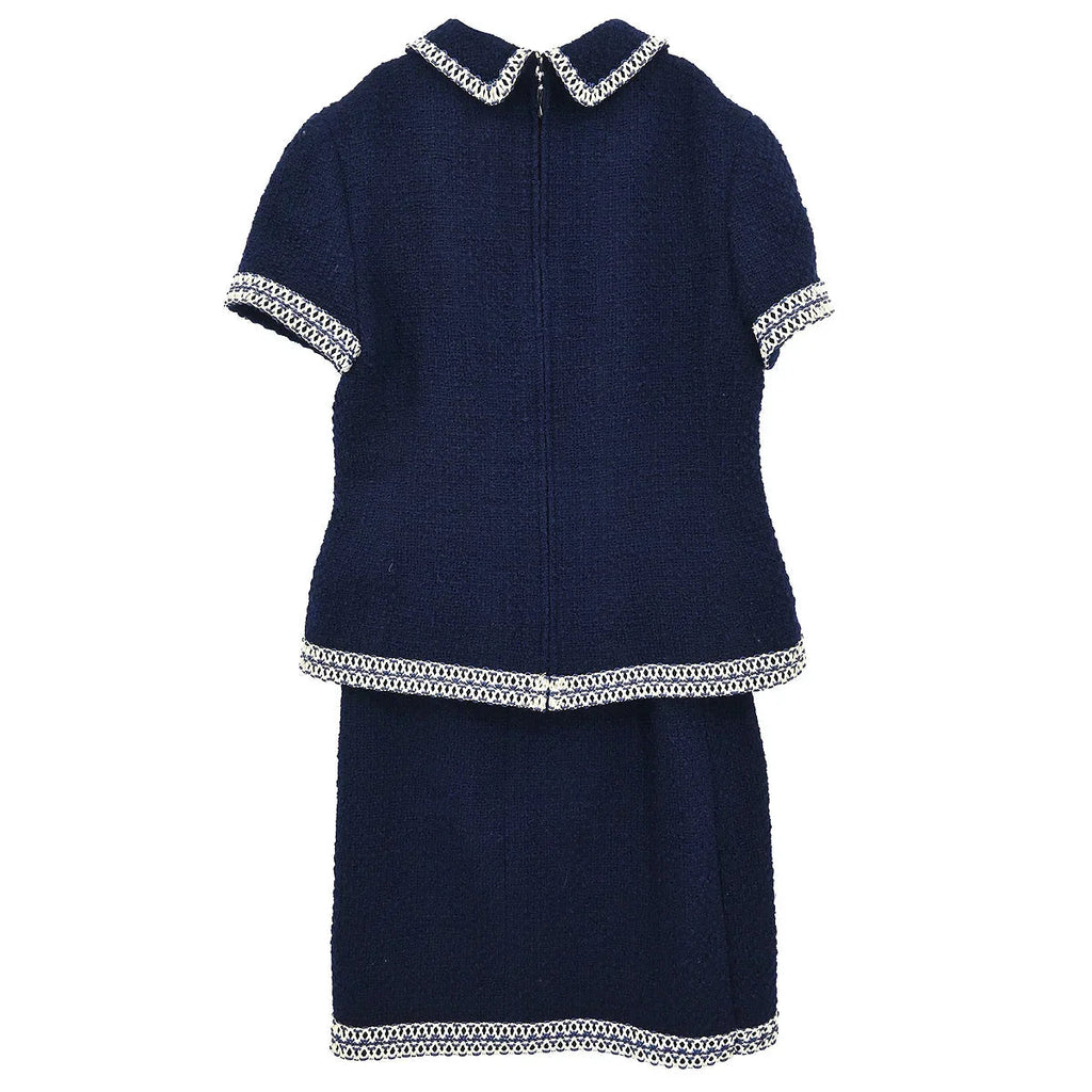 Chanel 1994 Setup Suit Jacket Skirt Navy #42