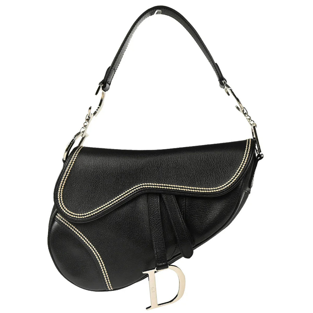 Christian Dior 2004 Black Leather Saddle Handbag