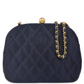 Chanel 1994-1996 Navy Satin Shoulder Bag