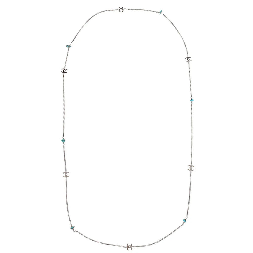 Chanel Chain Necklace Silver 97A