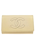 Chanel 2005-2006 White Caviar Six Hook Key Case Small Good