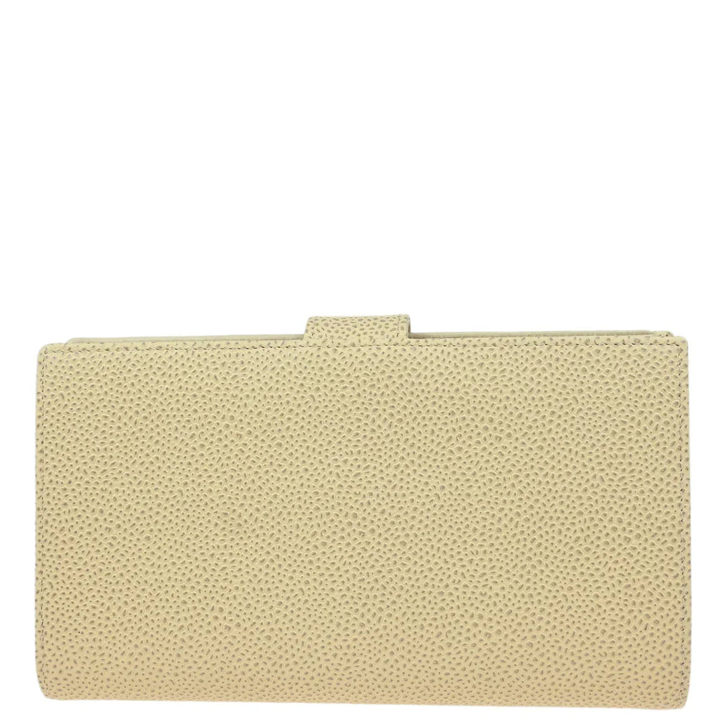 Chanel 2000-2002 White Caviar Long Bifold Wallet Purse