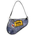 Christian Dior 2001 Blue Denim Print Saddle Handbag
