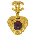Chanel Gripoix Brooch Pin Gold Red 94A