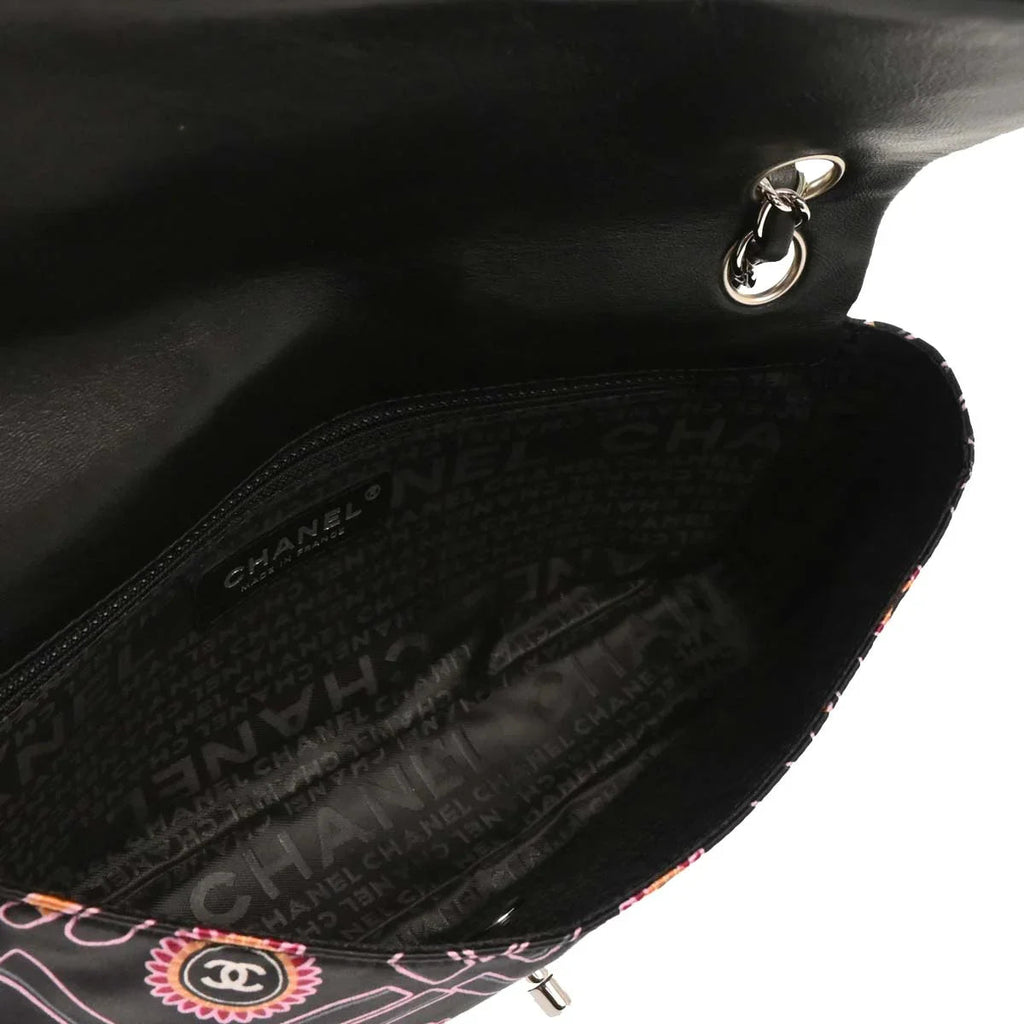 Chanel Black Satin Lipstick Classic Single Flap Shoulder Bag