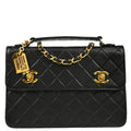 Chanel Black Lambskin Double Turnlock Shoulder Bag