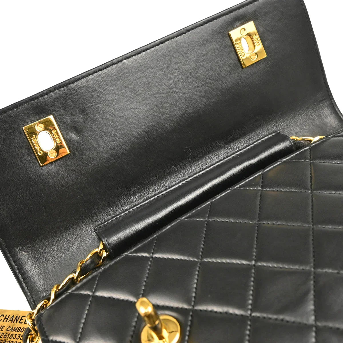 Chanel Black Lambskin Double Turnlock Shoulder Bag