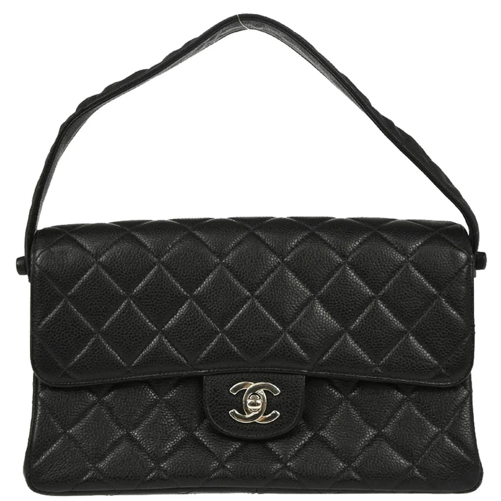 Chanel Black Caviar Double Sided Classic Flap Shoulder Bag