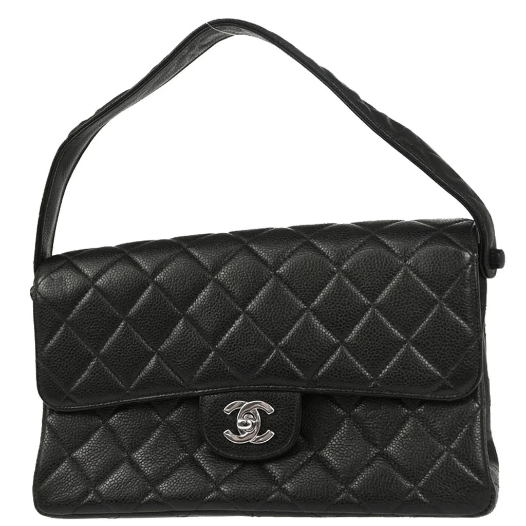 Chanel Black Caviar Double Sided Classic Flap Shoulder Bag