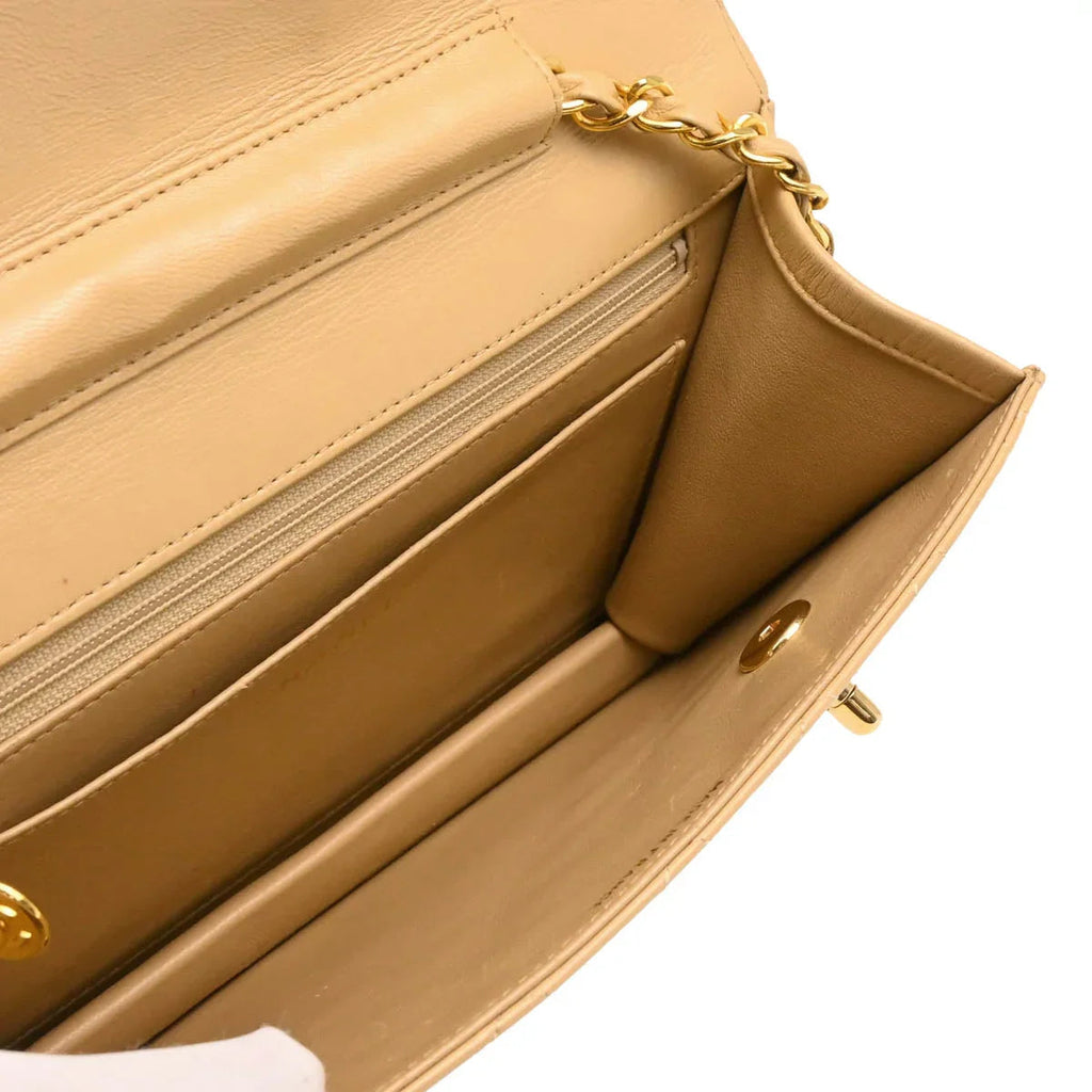 Chanel Beige Lambskin Double Turnlock Shoulder Bag