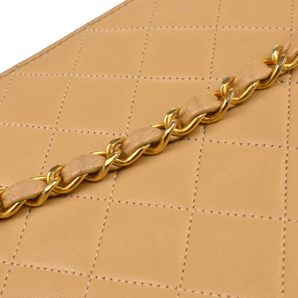 Chanel Beige Lambskin Double Turnlock Shoulder Bag