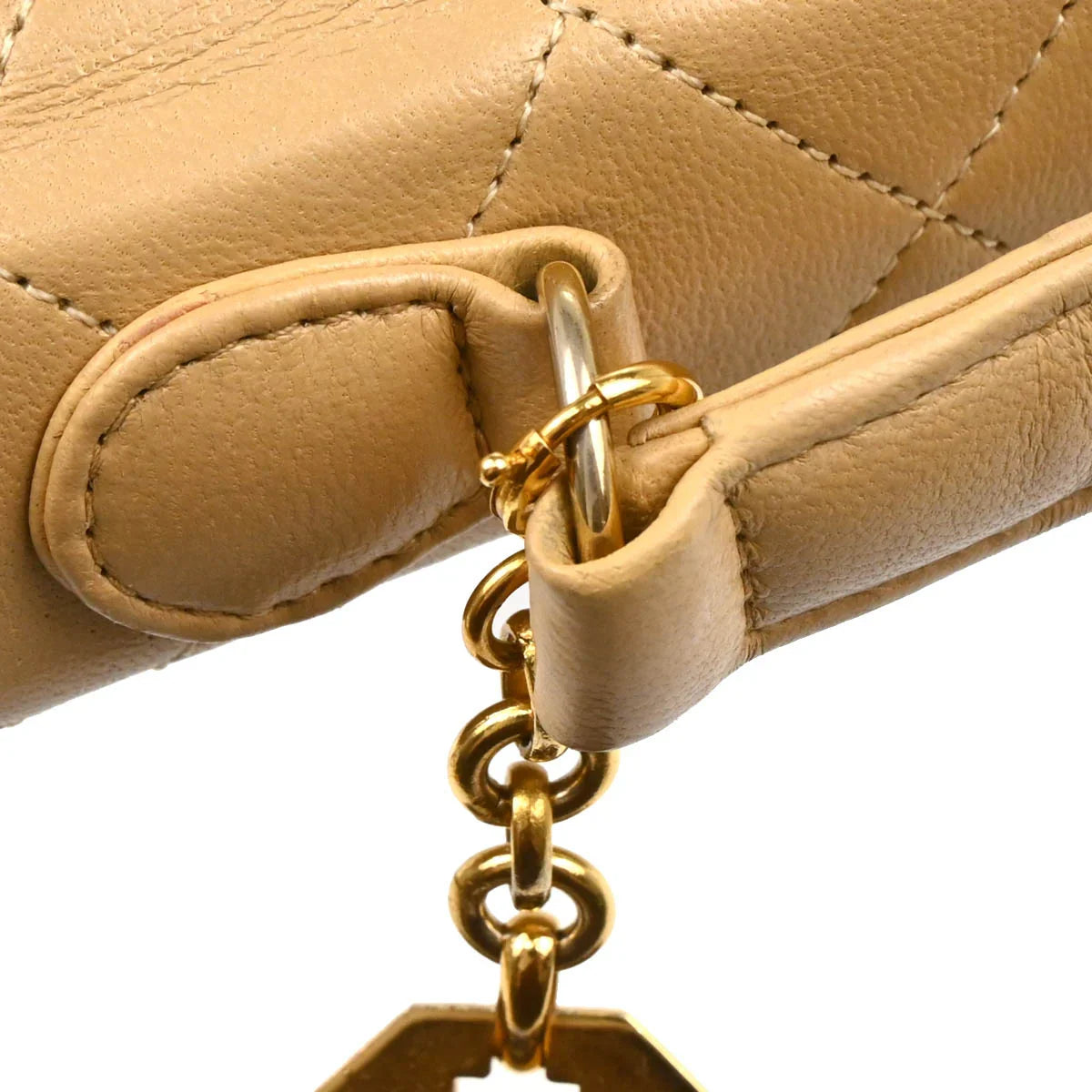 Chanel Beige Lambskin Double Turnlock Shoulder Bag