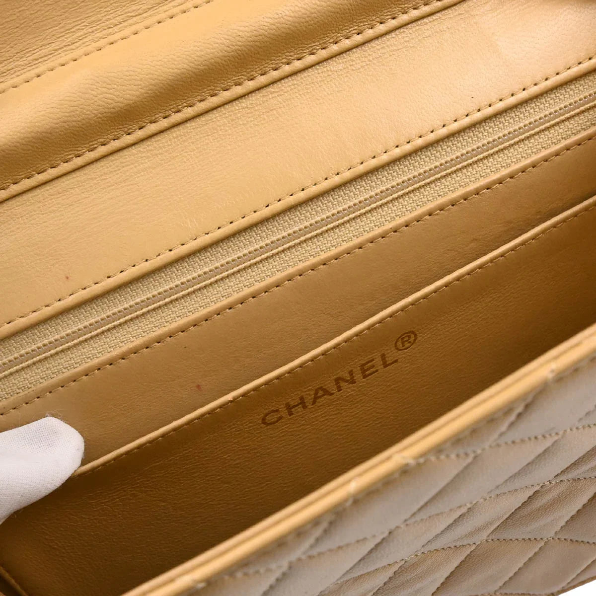 Chanel Beige Lambskin Double Turnlock Shoulder Bag