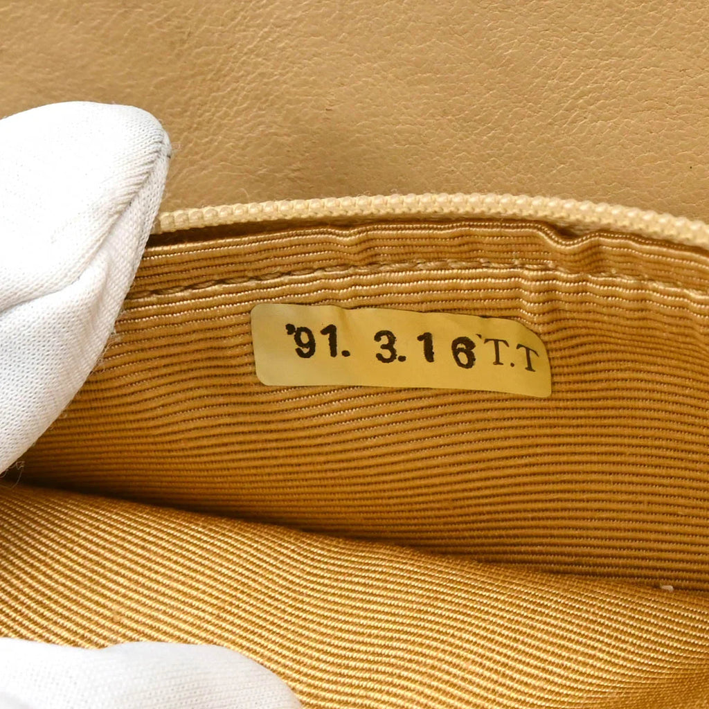 Chanel Beige Lambskin Double Turnlock Shoulder Bag