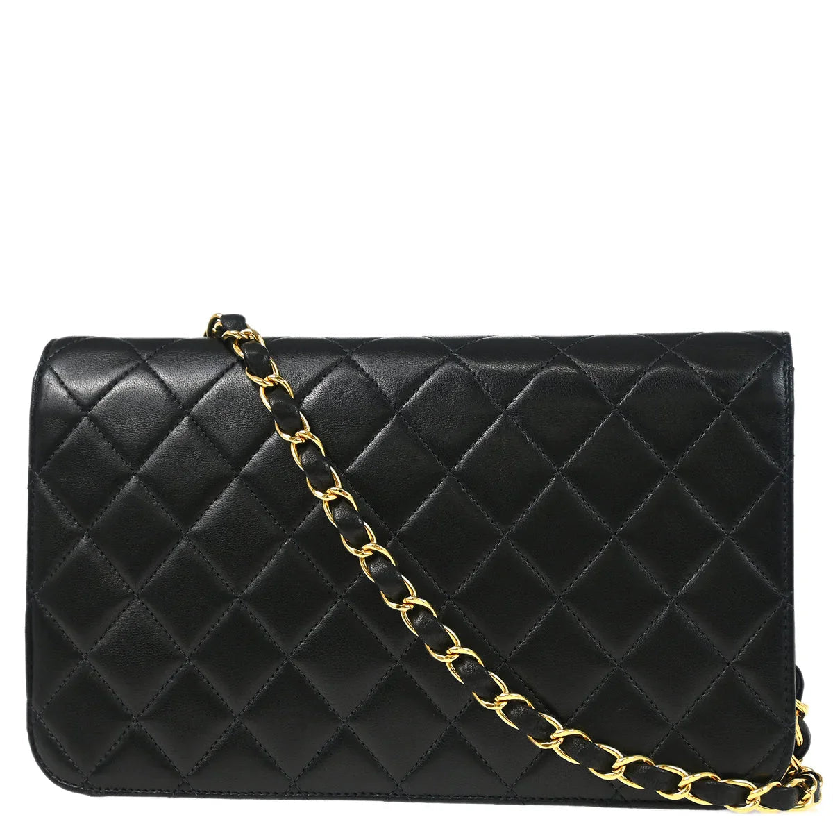 Chanel 2001-2003 Black Lambskin Turnlock Small Full Flap Shoulder Bag