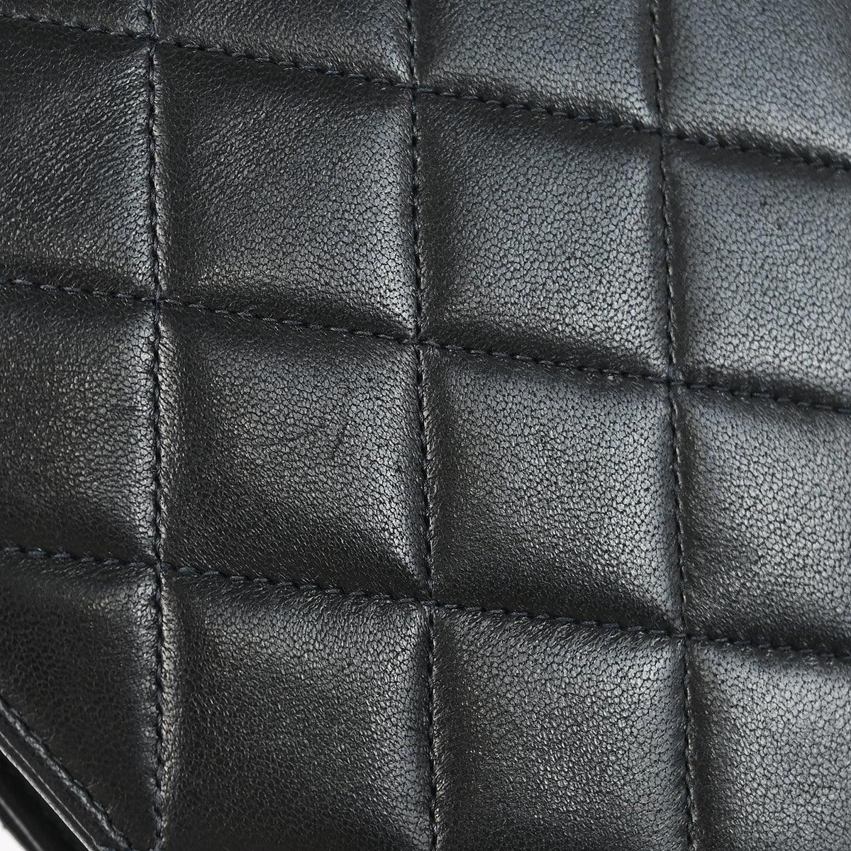 Chanel 2001-2003 Black Lambskin Turnlock Small Full Flap Shoulder Bag