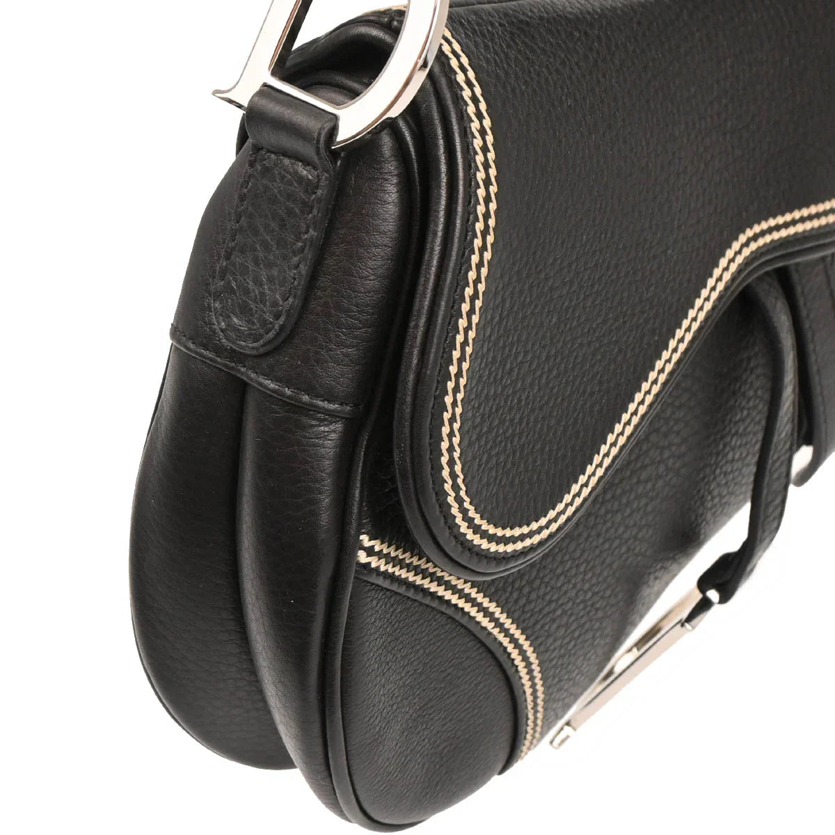 Christian Dior 2006 Black Leather Saddle Handbag