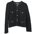Chanel 2008 Little Black Line Single Breasted Collarless Jacket Black #36