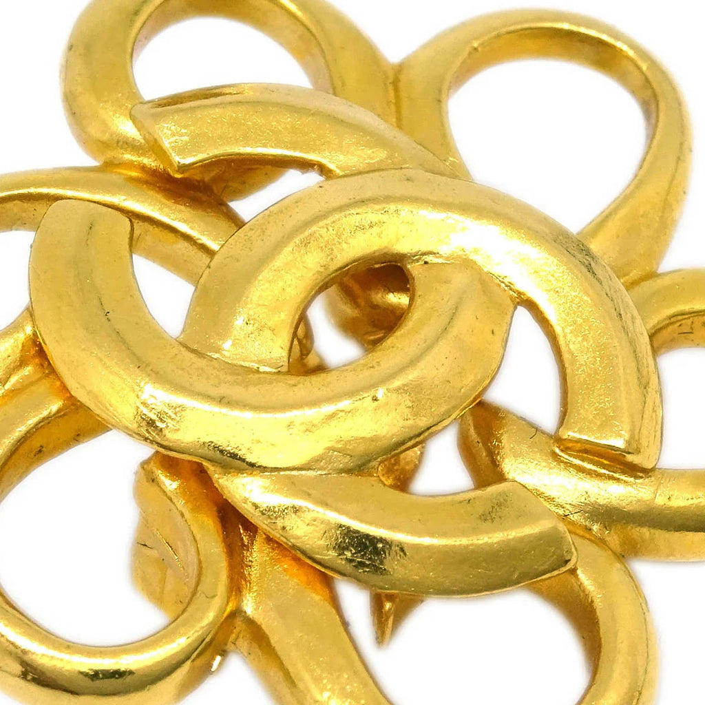 Chanel Flower Earrings Clip-On Gold 96P