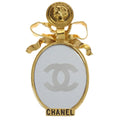 Chanel Bow Mirror Brooch Pin Gold