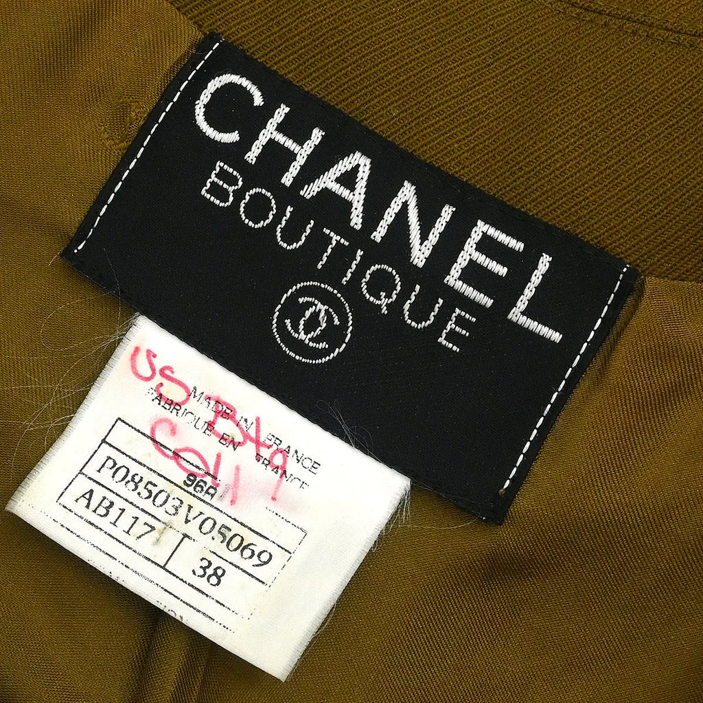 Chanel 1996 Single Breasted Jacket Khaki #38