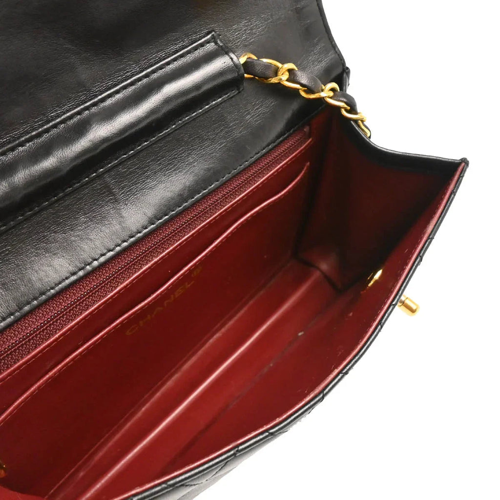 Chanel Black Lambskin Double Turnlock Shoulder Bag