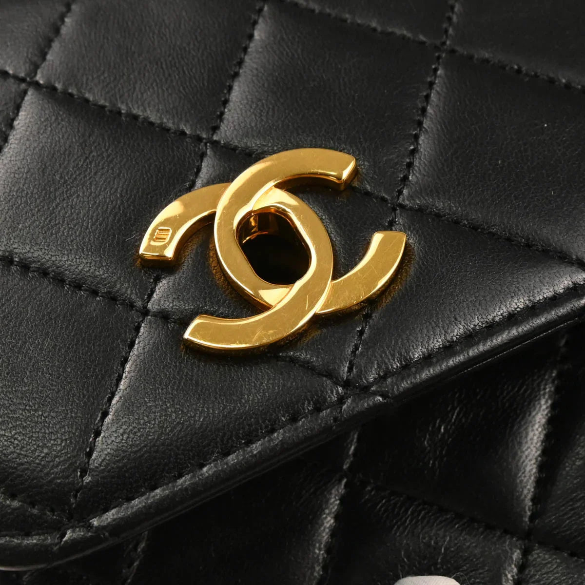 Chanel Black Lambskin Double Turnlock Shoulder Bag