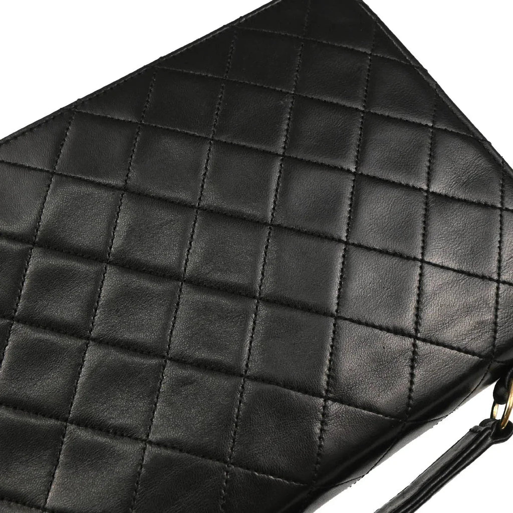 Chanel Black Lambskin Double Turnlock Shoulder Bag