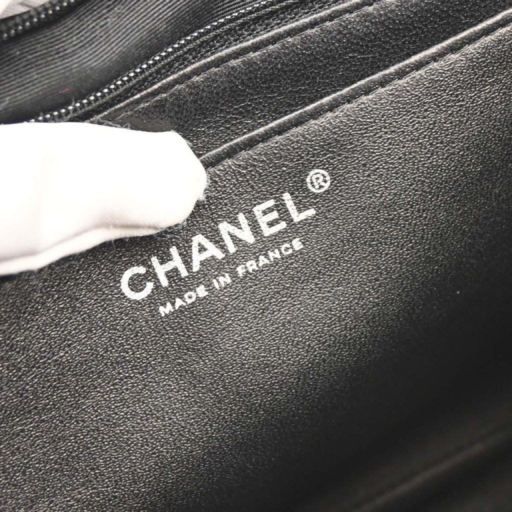 Chanel Black Perforated Lambskin Jumbo Classic Flap Shoulder Bag
