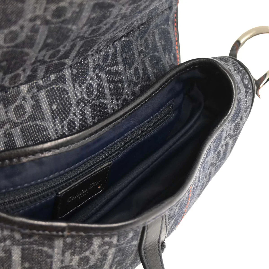 Christian Dior 2005 Navy Flight Trotter Saddle Handbag