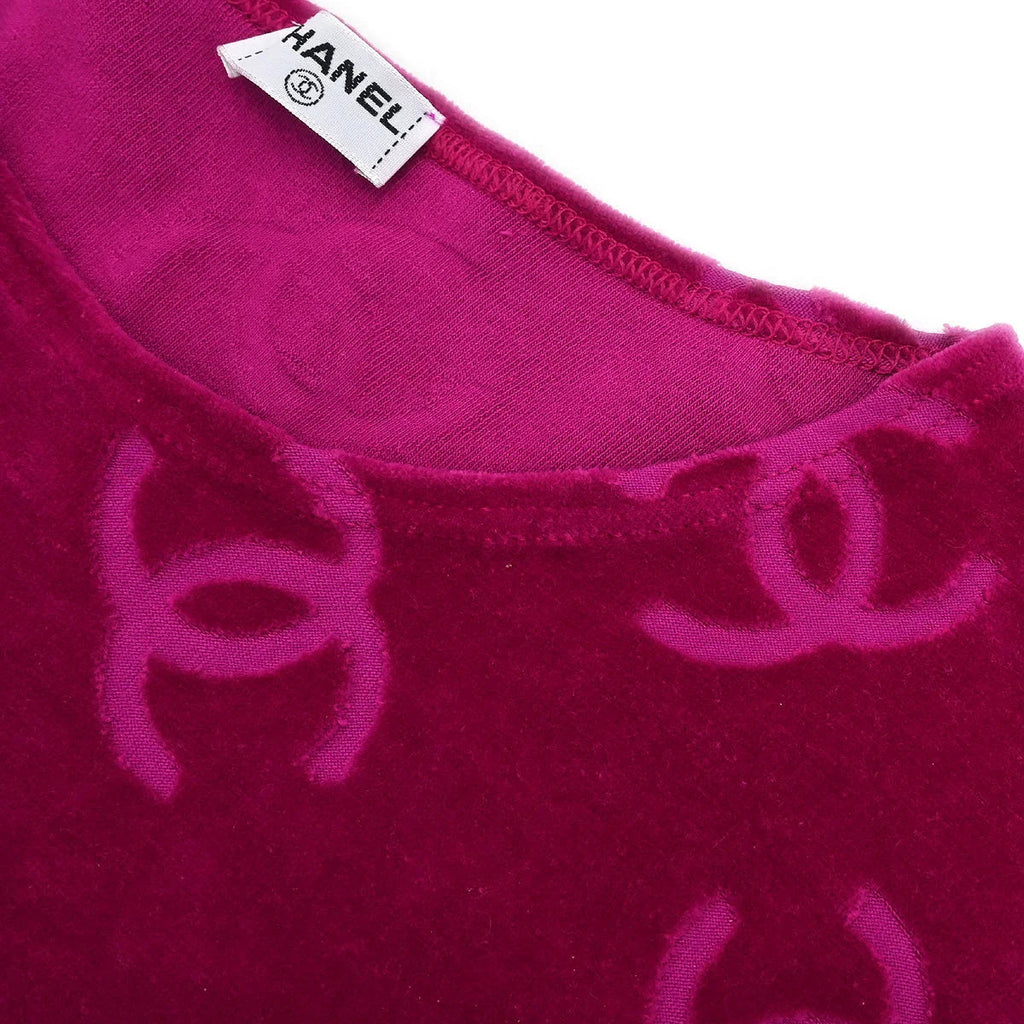 Chanel Short Sleeve Top Pink Velour #42