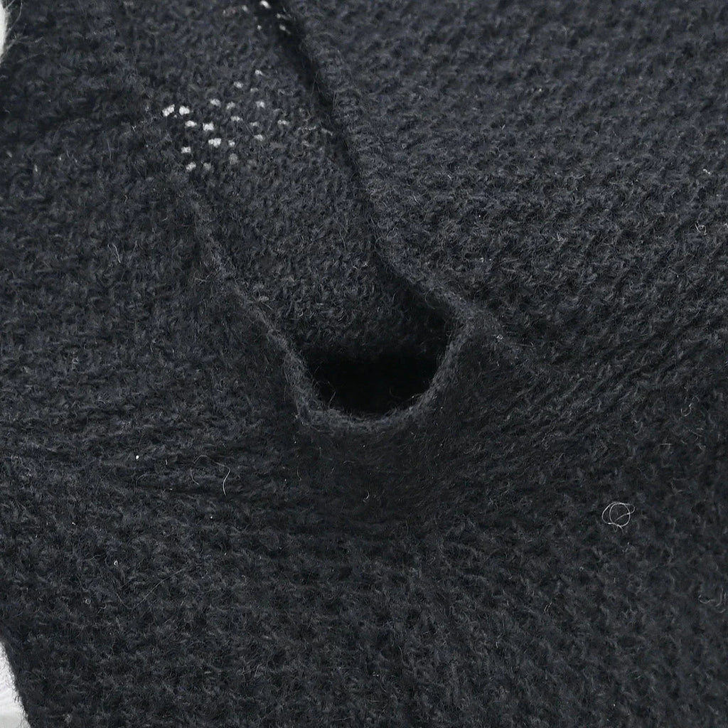 Chanel 2001 Short Sleeve Sweater Knit Top Black #42