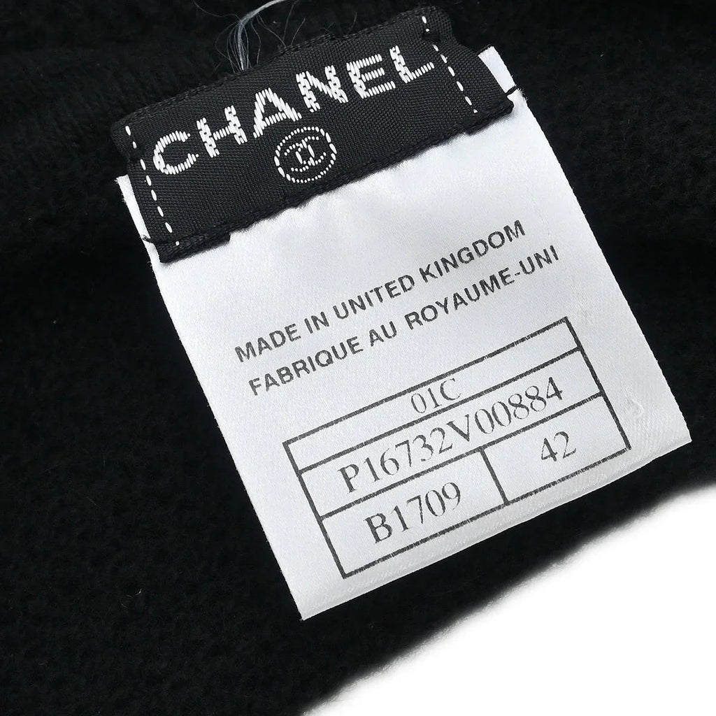 Chanel 2001 Short Sleeve Sweater Knit Top Black #42