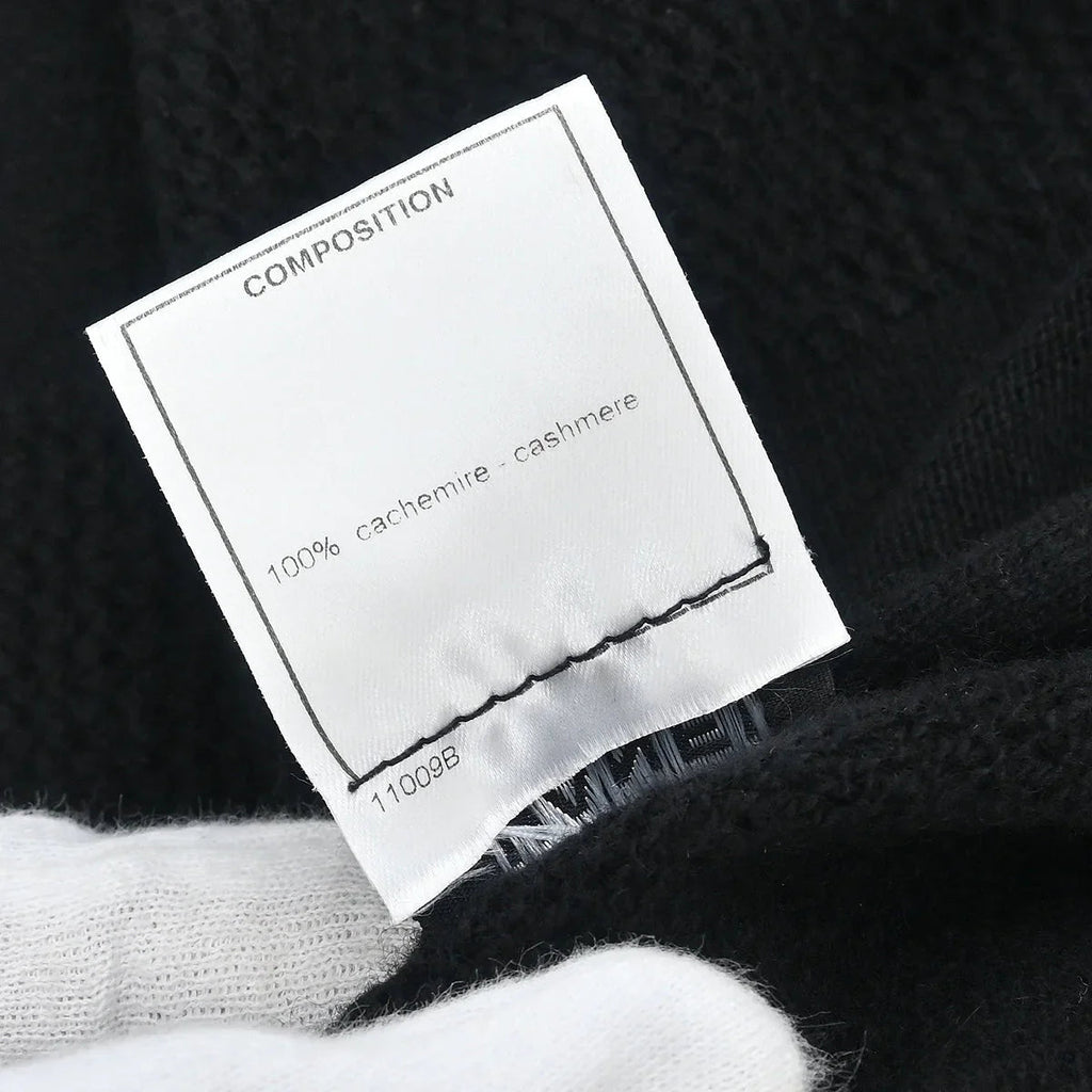 Chanel 2001 Short Sleeve Sweater Knit Top Black #42