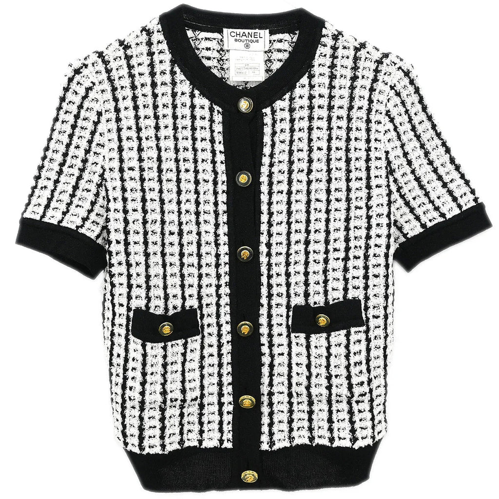 Chanel 1997 Short Sleeve Sweater Top White #38