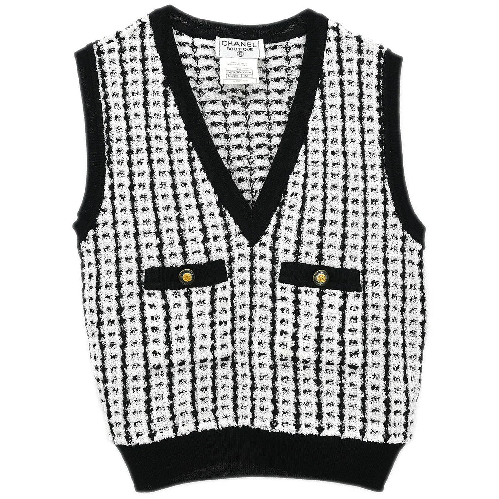 Chanel 1997 Sleeveless Vest Sweater Top White #38