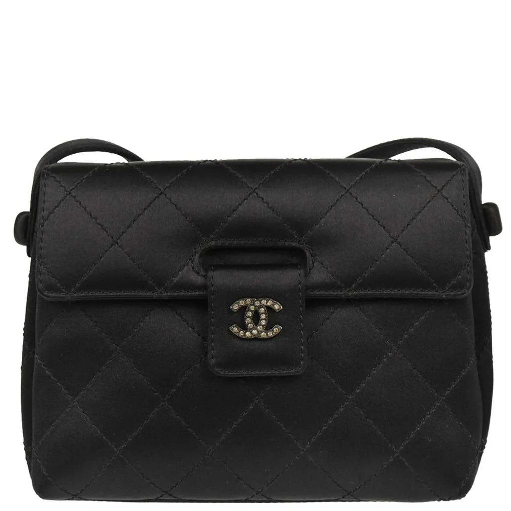 Chanel Black Satin Shoulder Bag