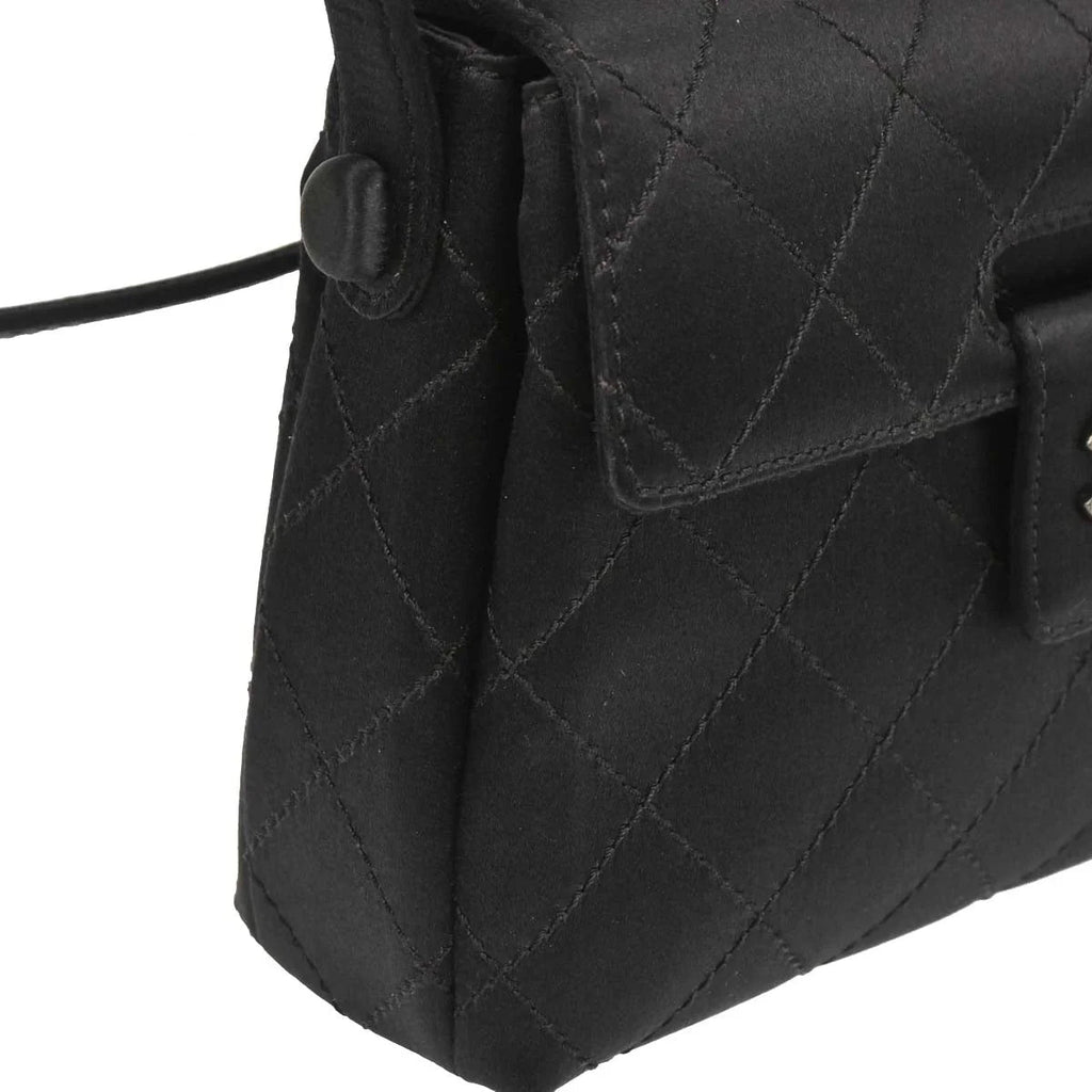 Chanel Black Satin Shoulder Bag