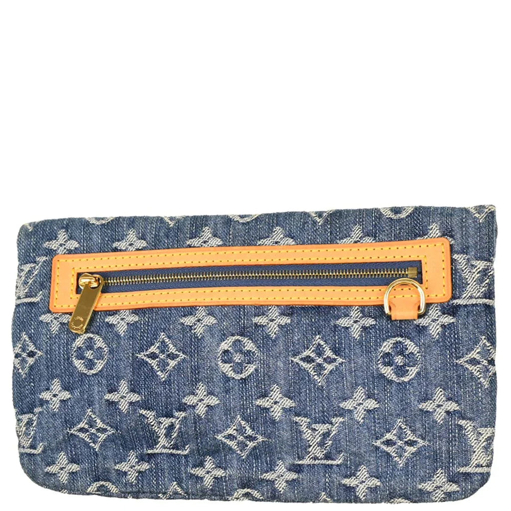 Louis Vuitton 2006 Blue Monogram Denim Pochette Plat Clutch M95007