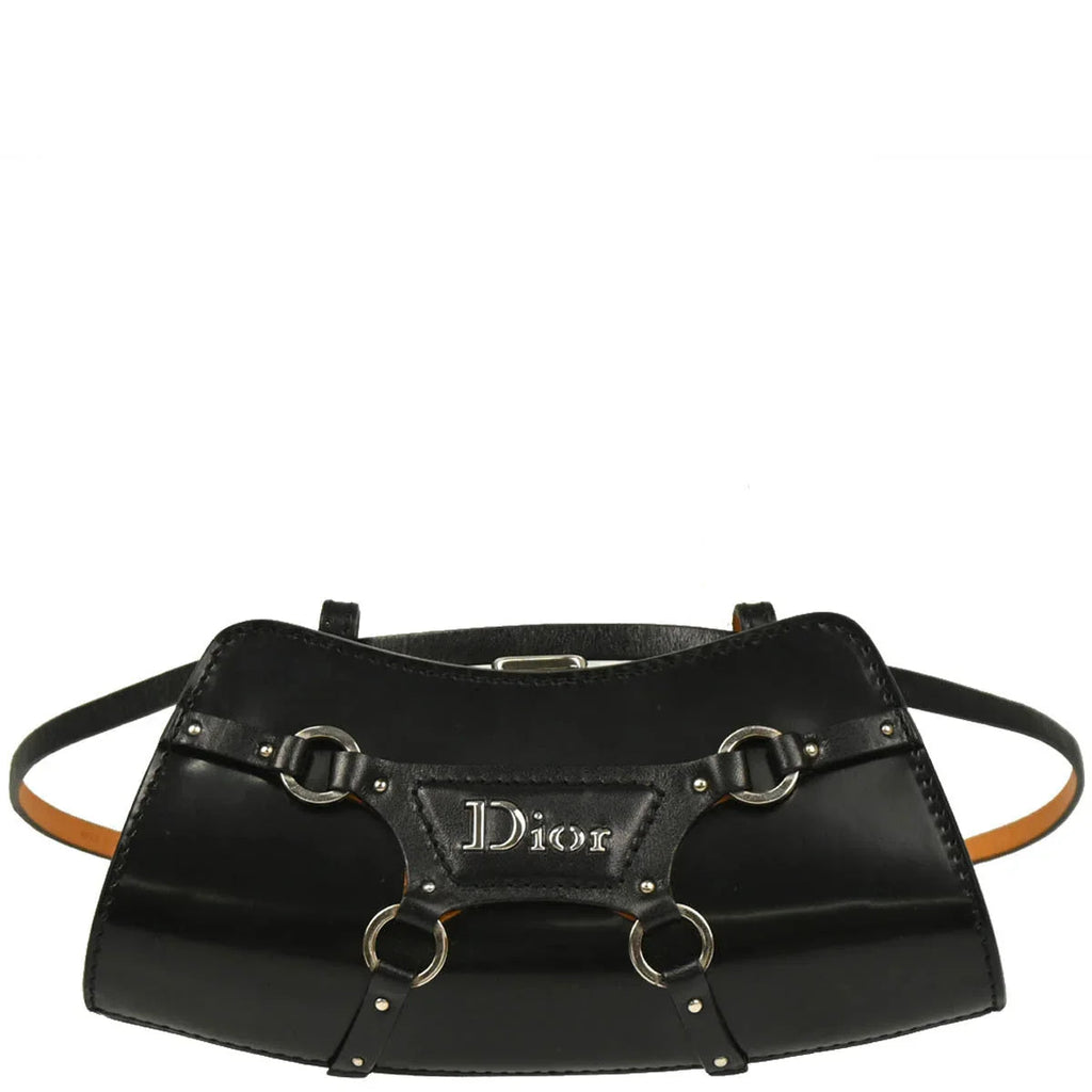 Christian Dior 2003 Black Leather Bondage Bum Bag #85