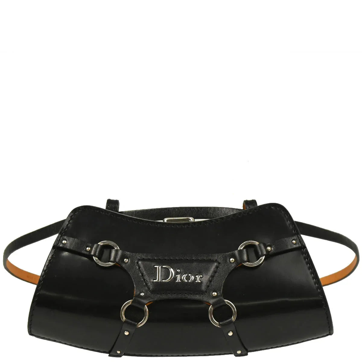 Christian Dior 2003 Black Leather Bondage Bum Bag #85