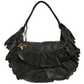 Christian Dior 2007 Black Leather Gypsy Ruffle Hobo Handbag