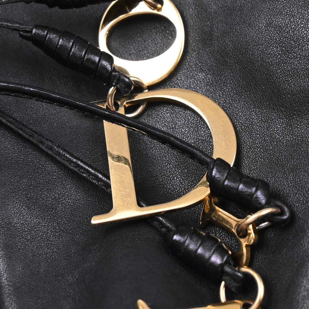 Christian Dior 2007 Black Leather Gypsy Ruffle Hobo Handbag